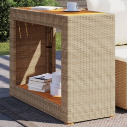Table d'appoint de jardin dessus en bois beige 100x40x75 cm 
