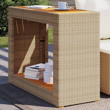 Table d'appoint de jardin dessus en bois beige 100x40x75 cm 