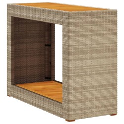 Table d'appoint de jardin dessus en bois beige 100x40x75 cm 
