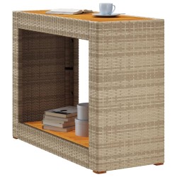 Table d'appoint de jardin dessus en bois beige 100x40x75 cm 