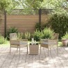 Ensemble de Bistro de Jardin 3 Pièces avec Coussins Beige en Poly Rattan 