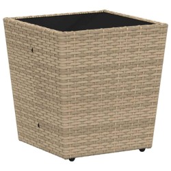 Ensemble de Bistro de Jardin 3 Pièces avec Coussins Beige en Poly Rattan 
