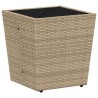 Ensemble de Bistro de Jardin 3 Pièces avec Coussins Beige en Poly Rattan 
