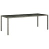 Table de jardin gris 250x100x75 cm Verre trempé et poly rotin 
