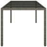 Table de jardin gris 250x100x75 cm Verre trempé et poly rotin 