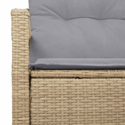 Canapé de jardin 2 places avec coussins en rattan poly beige 