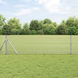 Clôture en fil soudé avec 13 poteaux 0.4x50 m en acier galvanisé 