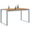 Table de salle à manger extérieure Grise 140x80x75 cm Acier et Bois Massif d'Acacia 
