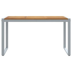 Table de salle à manger extérieure Grise 140x80x75 cm Acier et Bois Massif d'Acacia 
