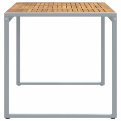 Table de salle à manger extérieure Grise 140x80x75 cm Acier et Bois Massif d'Acacia 