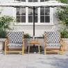 Chaises de jardin 2 pcs Noir et blanc 76x67x73 cm Bois massif d'acacia 