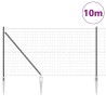 Clôture Euro avec 7 poteaux pointus 1,4 x 10 m en acier galvanisé gris 