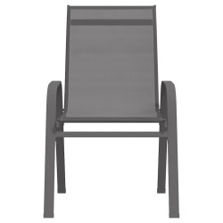 Chaises empilables de jardin lot de 6 Gris Tissu textilène 