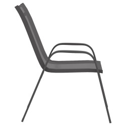 Chaises empilables de jardin lot de 6 Gris Tissu textilène 