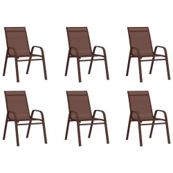 Chaises empilables de jardin lot de 6 Marron Tissu textilène 