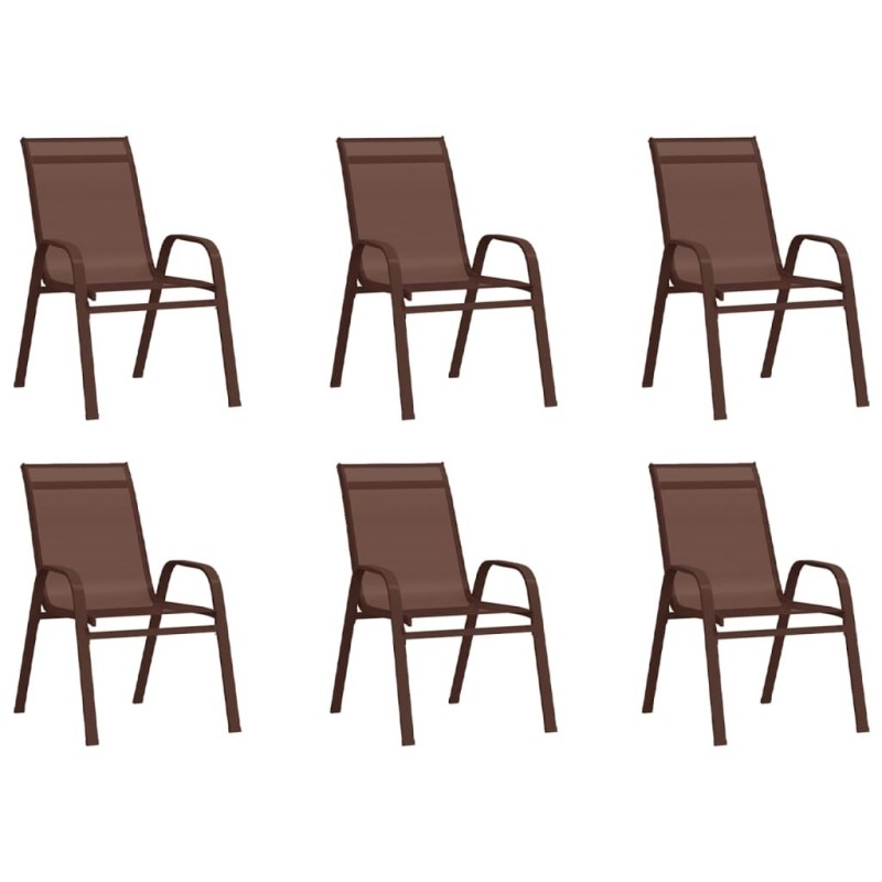 Chaises empilables de jardin lot de 6 Marron Tissu textilène 