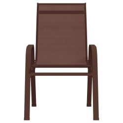 Chaises empilables de jardin lot de 6 Marron Tissu textilène 