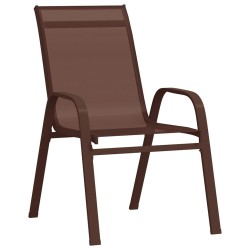 Chaises empilables de jardin lot de 6 Marron Tissu textilène 