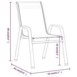 Chaises empilables de jardin lot de 6 Marron Tissu textilène 