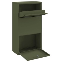 Boîte à colis vert olive 44x22x82 cm en métal 