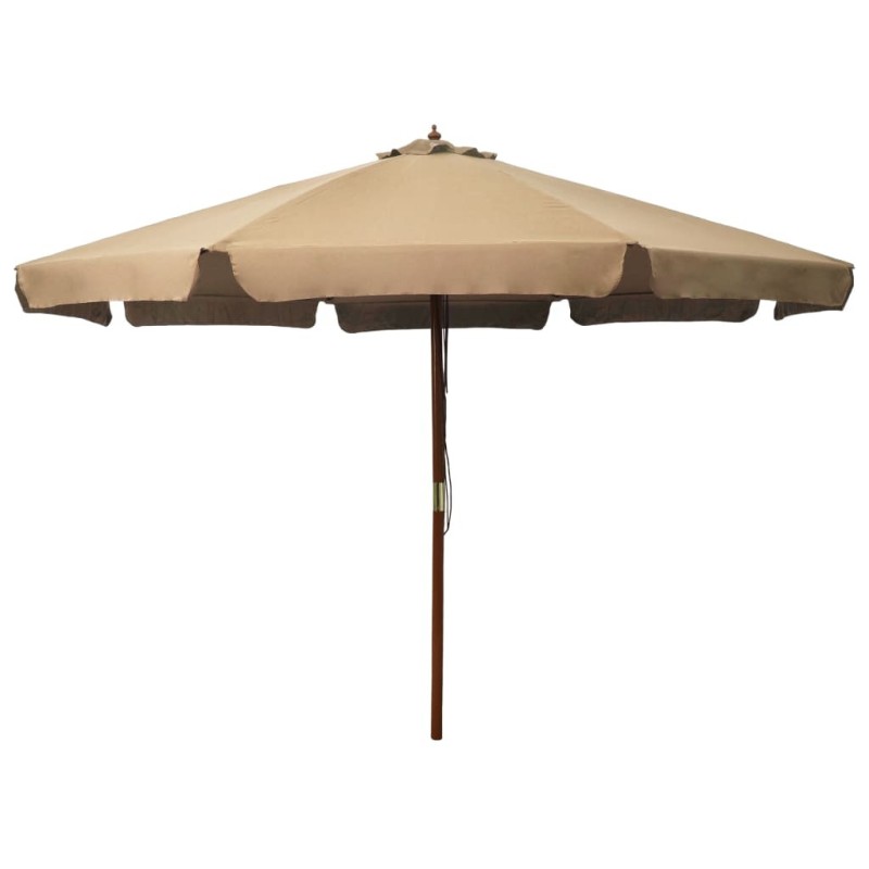 Parasol d'extérieur avec mât en bois 330 cm Taupe 
