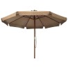 Parasol d'extérieur avec mât en bois 330 cm Taupe 