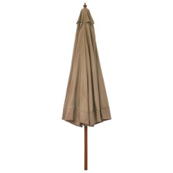 Parasol d'extérieur avec mât en bois 330 cm Taupe 