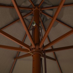 Parasol d'extérieur avec mât en bois 330 cm Taupe 