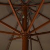 Parasol d'extérieur avec mât en bois 330 cm Taupe 