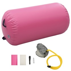 Rouleau gonflable de gymnastique avec pompe 120x90 cm PVC Rose 