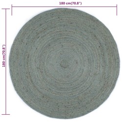 Tapis fait à la main Jute Rond 180 cm Vert olive 