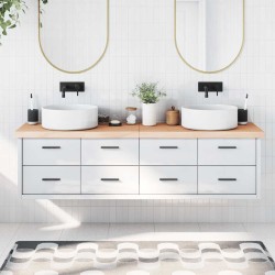 Comptoir de salle de bain 180x40x(2-6)cm bois massif non traité 