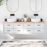 Comptoir de salle de bain 180x40x(2-6)cm bois massif non traité 