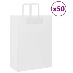 Sacs en papier 50 pcs avec poignées blanc 32x17x44 cm 