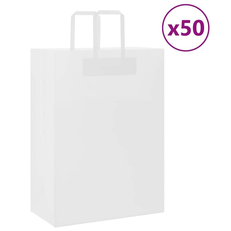 Sacs en papier 50 pcs avec poignées blanc 32x17x44 cm 