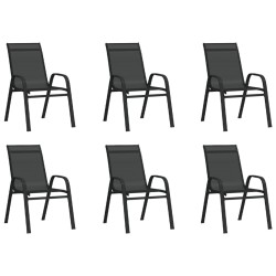 Chaises empilables de jardin lot de 6 Noir Tissu textilène 