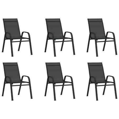 Chaises empilables de jardin lot de 6 Noir Tissu textilène 