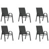 Chaises empilables de jardin lot de 6 Noir Tissu textilène 