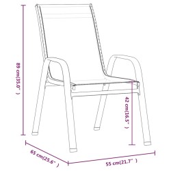Chaises empilables de jardin lot de 6 Noir Tissu textilène 