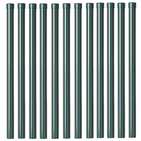 Poteaux de clôture 12 pcs Vert 50 cm Acier peint par poudre 