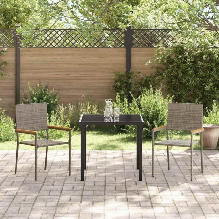 Chaises de jardin empilables , set de 2 en poly rattan gris. 