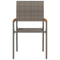 Chaises de jardin empilables , set de 2 en poly rattan gris. 