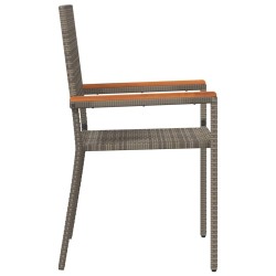 Chaises de jardin empilables , set de 2 en poly rattan gris. 