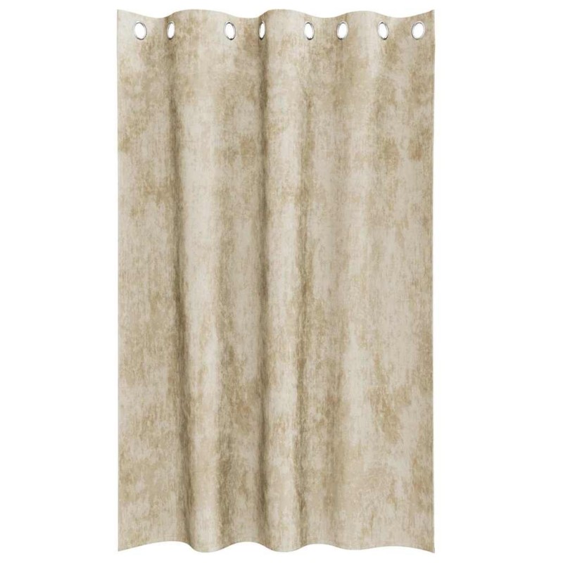 Rideaux en velours 2 pièces avec œillets crème, 175x140 cm 