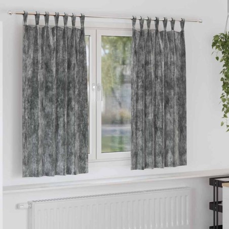 Ensemble de 2 rideaux en velours avec œillets gris 175x140 cm 