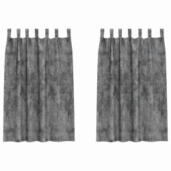 Ensemble de 2 rideaux en velours avec œillets gris 175x140 cm 
