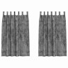 Ensemble de 2 rideaux en velours avec œillets gris 175x140 cm 