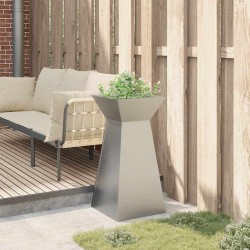 Jardinière sur pilier avec bol de 35x35x73 cm en acier inoxydable. 
