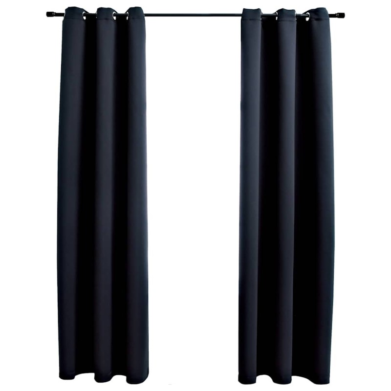 Rideaux occultants avec anneaux 2 pièces Noir 97x213 cm Tissu 