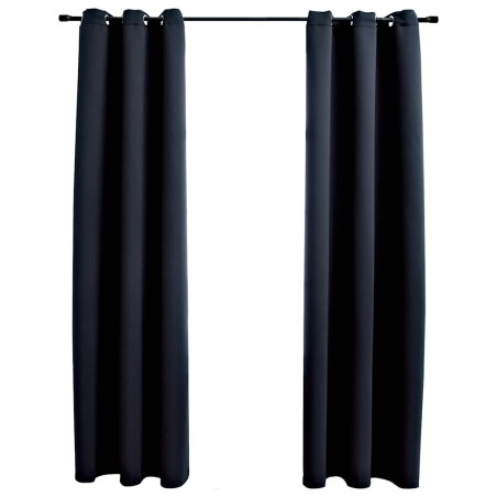 Rideaux occultants avec anneaux 2 pièces Noir 97x213 cm Tissu 